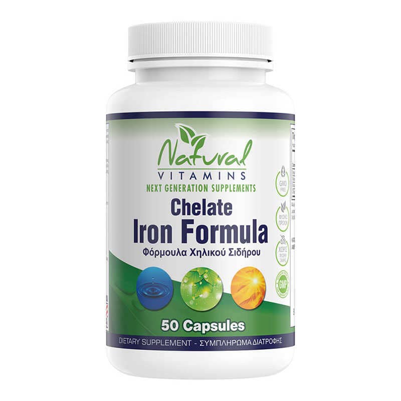 Natural Vitamins Iron Chelate Formula 50 Κάψουλες - Φόρμουλα Σιδήρου Χωρίς Παρενέργειες